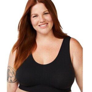 Black Joyspun Women's Pullover Comfort Bralette, Sizes XL